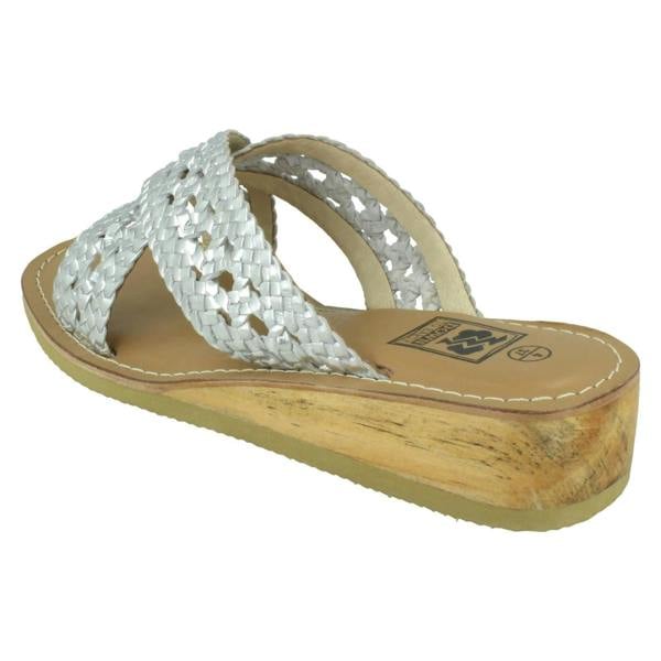 Leather Collection Ladies Leather Collection Low Wedge Platform Sandals F00423