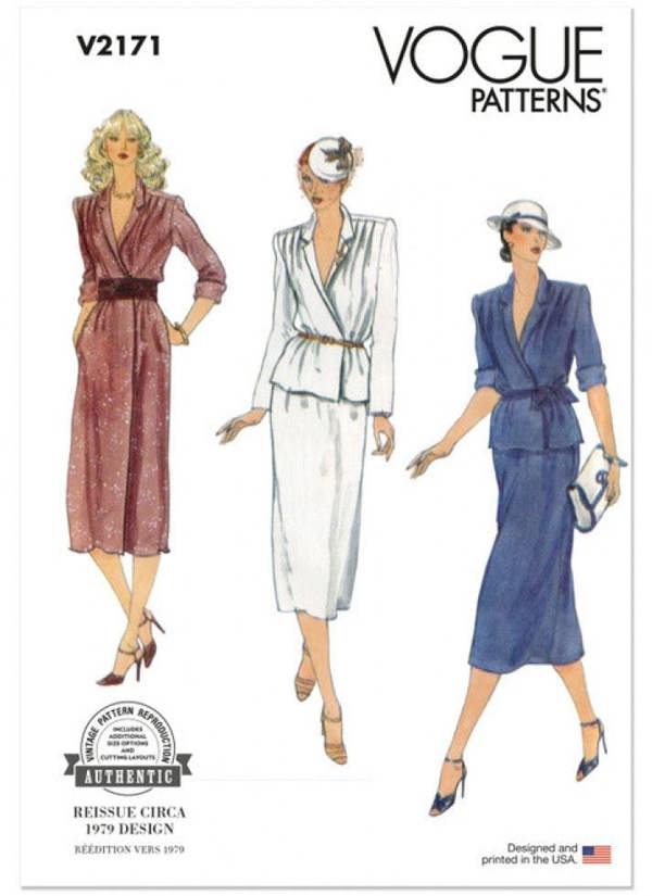 Vogue Sewing Pattern 2171, Dresses, Tops, Skirts, Vintage Style for Women, K5 (8-10-12-14-16) - Intermediate