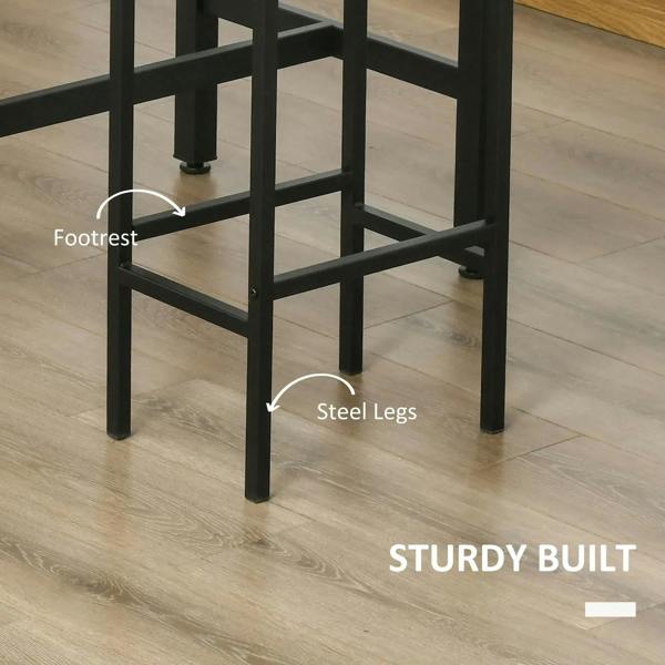 Stool base with steel legs and cross-brace, with footrest support