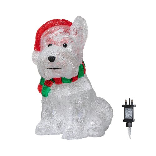 Samuel Alexander 31cm Light up Acrylic Christmas Westie Dog Decoration with 40 White LEDs