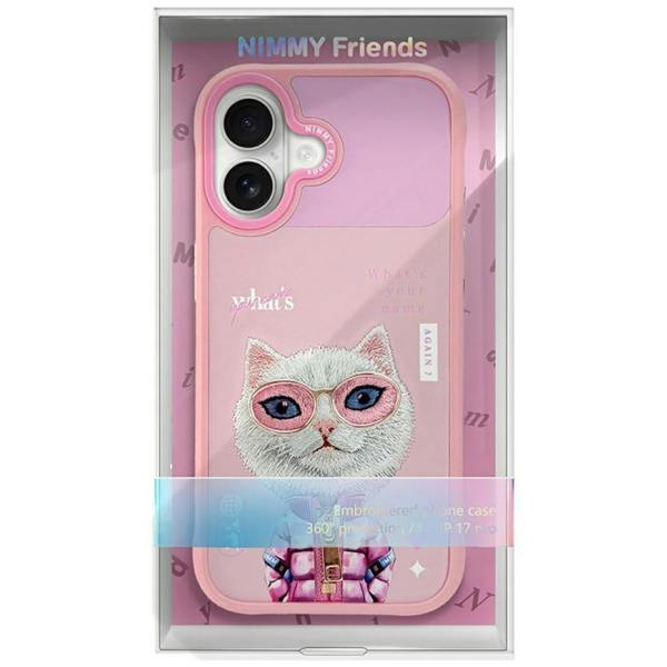 Nimmy Friends Nimmy Cool & Cute 2.0 White Rich & Beauty Cat Case with MagSafe for iPhone 17 6.3" Pink - N-KMLL-IP17-04