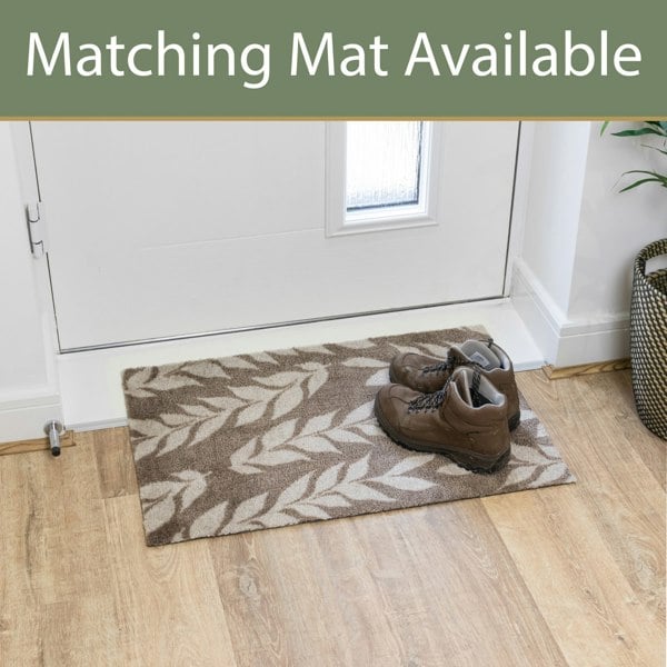 JVL Mega Mat Machine Washable Entrance Runner and Doormat Set, Brown Leaves
