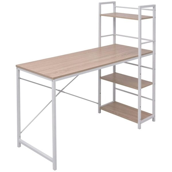 Berkfield Desk with 4-Tier Bookcase Oak