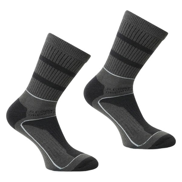 Regatta Mens Samaris 3 Season Socks (Pack of 2) - Granite/Light Steel