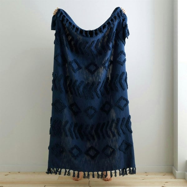 Pineapple Elephant Kabeli Tufted 130x170cm Throw Navy