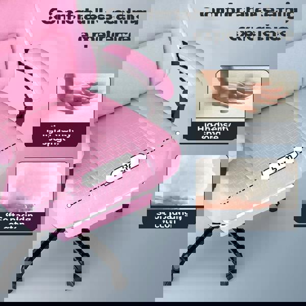 Levede Office Desk Chair Fabric Gaming Recliner Adjustable Height Swivel Pink