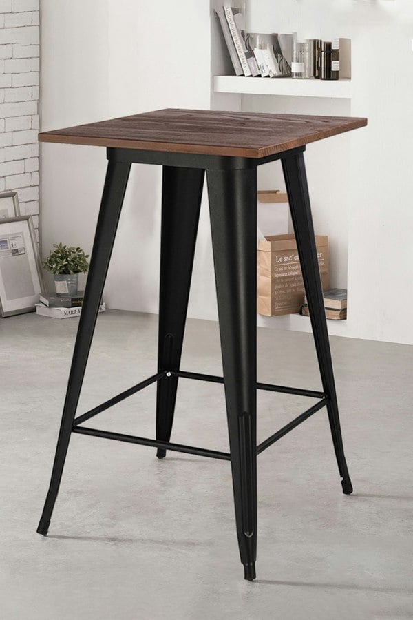 Living and Home Metal Industrial Square High Bar Table Tall Breakfast Dining Table 60*60*105cm