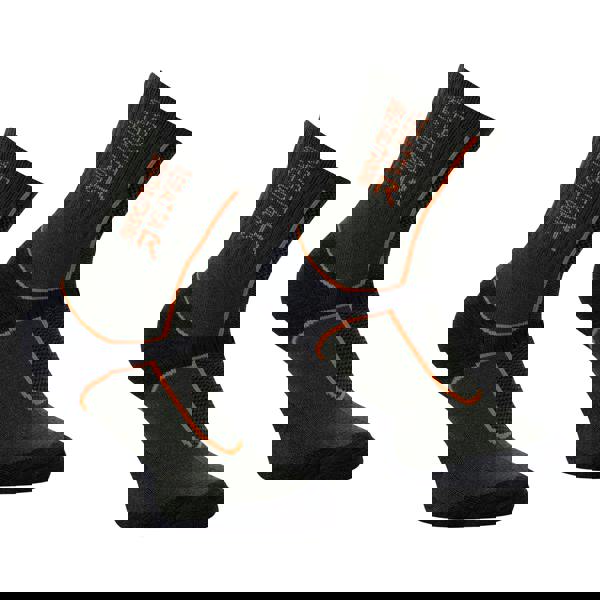 Regatta Mens Merino Wool Hiking Socks - Dark Khaki/Orange - 