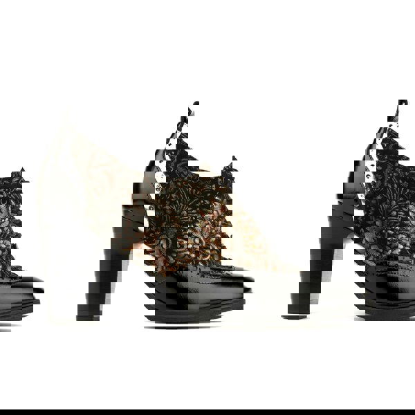 Embassy London Casino - Black & Gold - Women's oxford pump in 3 inch heel with brogue details