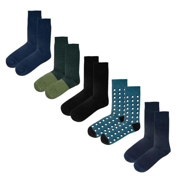 Jemsox 5pk Modern Mystery - Organic Cotton Comfort Welt Socks (One Size UK 6-9)