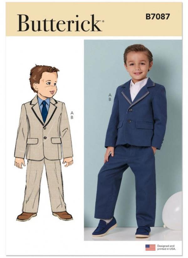 Butterick Sewing Pattern 7087, Jackets, Trousers, Suits for Kids, A (3-4-5-6-7-8) - Intermediate