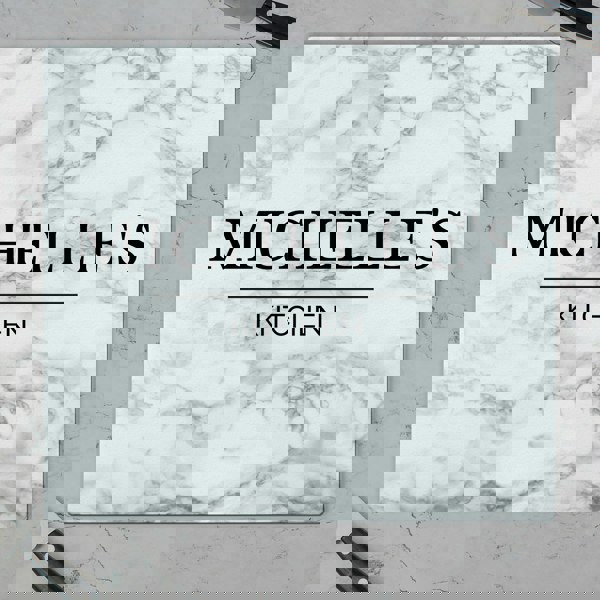 Personalised Memento Company Personalised Marble Effect Glass Chopping Board/Worktop Saver