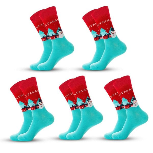Anyfootwear 5 Pairs Red Blue Size 5-13 Socks Crystal Silk Tide Winter Holiday Design Plus Snowflake Stocking Comfortable To Wear Perfect For Women