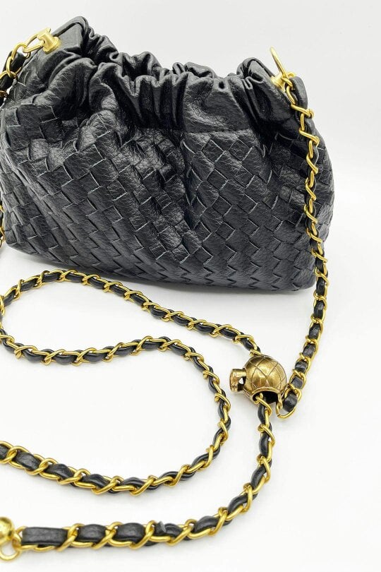SVNX Woven Crossbody Handbag in Black