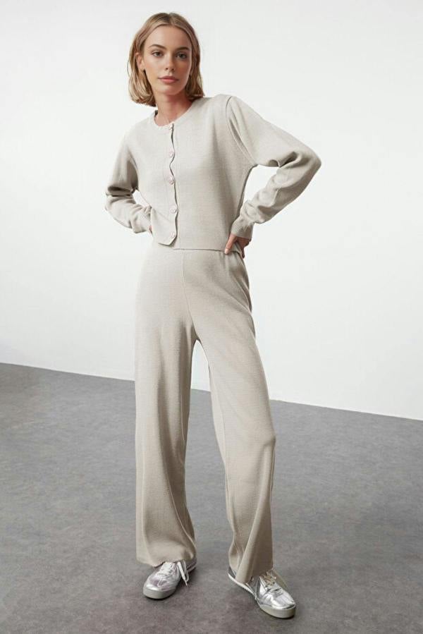 WOVCOR 2-Piece Crop Knit Top & Pants Set