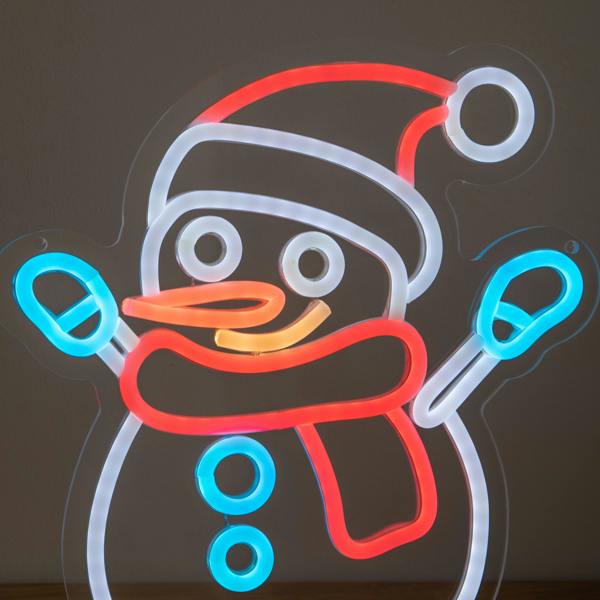 Samuel Alexander 30cm Snowman Neon-Style Light Up Christmas Decoration with USB Power Cable