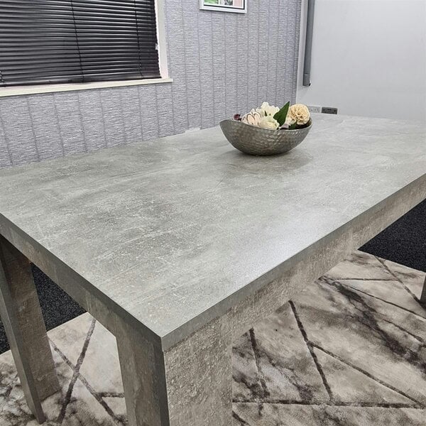 Kosy Koala Dining Table and 4 Chairs Stone Grey Effect Wood Table 4 Colourful Plastic Leather Chairs Dining Room