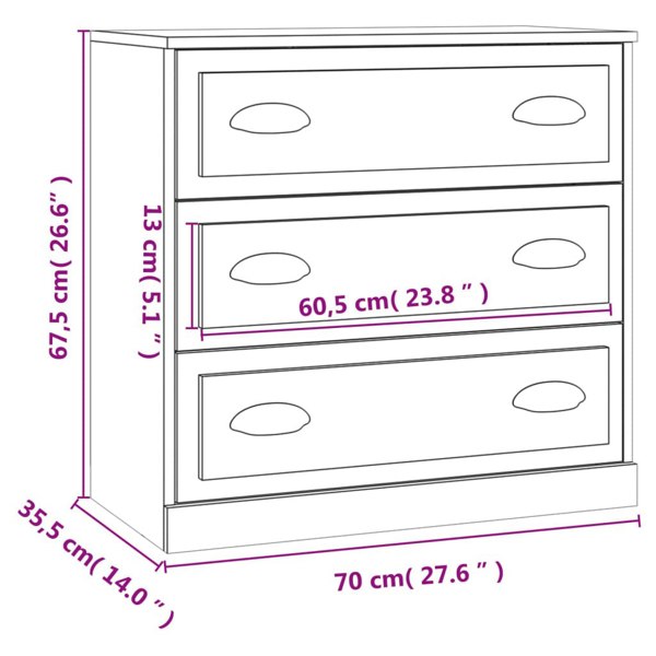 Berkfield Sideboard Sonoma Oak 70x35.5x67.5 cm Engineered Wood