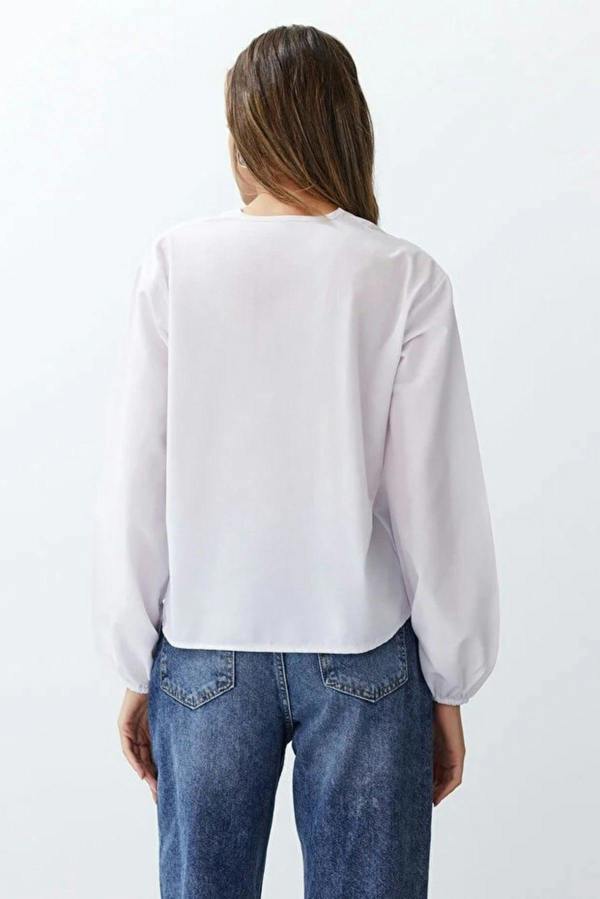 WOVCOR Woven Shirt with Front Tie Detail