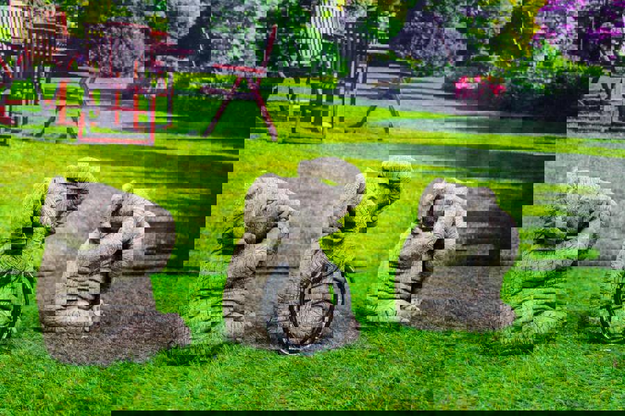 3 Wise Stone Elephants Garden Ornaments