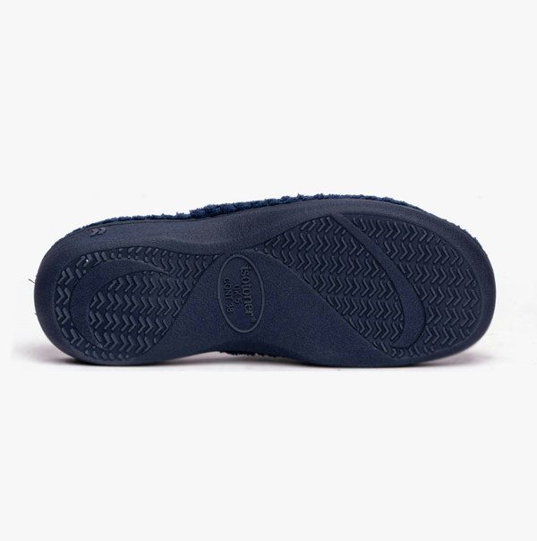 Totes Isotoner POPCORN TURNOVER OPEN TOE Womens Mule Slippers Navy