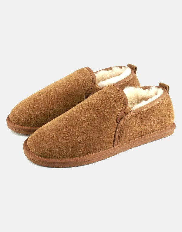 Men's Fife Sheepskin and Suede Slipper Boots – Chestnut - British Boxers