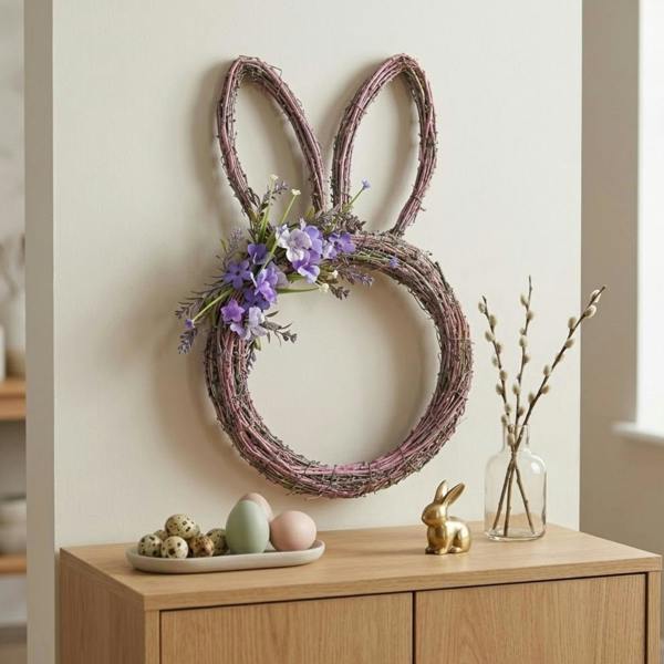 Garden Greatness Violet Bunny Ears Spring Wreath