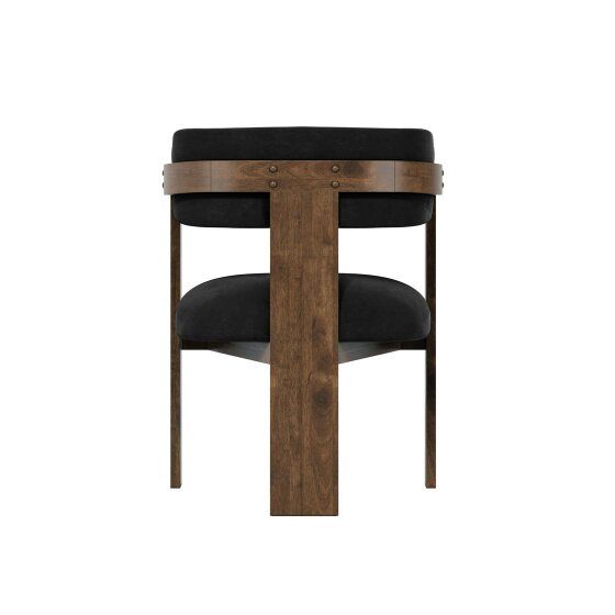 Wyld Haus Thurles Upholstered Black Velver and Walnut Wood Dining Chair