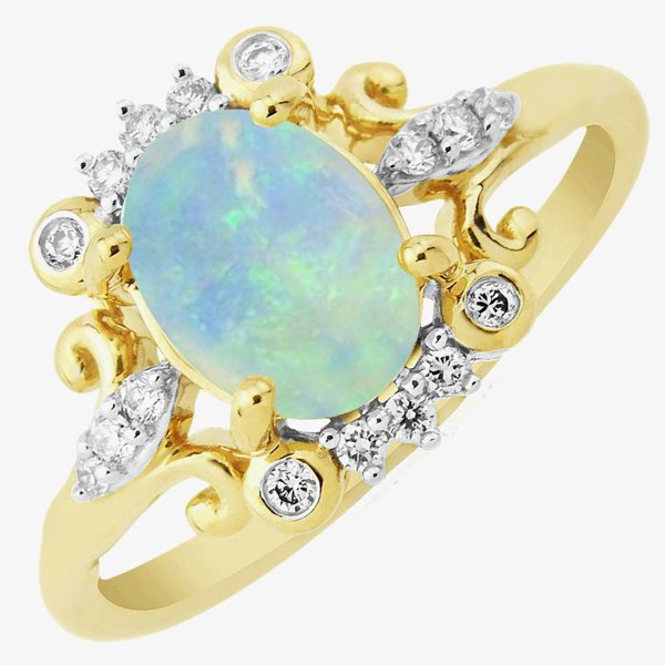 T. H. Baker 9ct Opal and Diamond Fancy Ring DOR1433