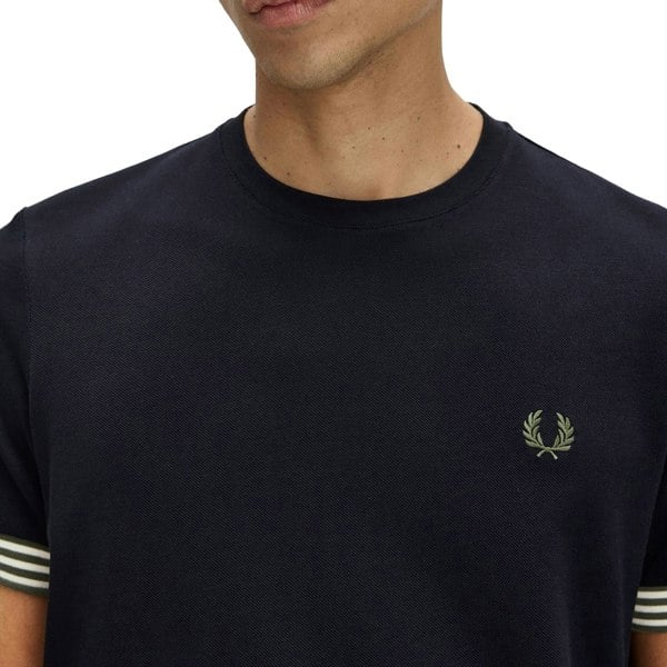 Fred Perry Striped Cuff T-Shirt Black