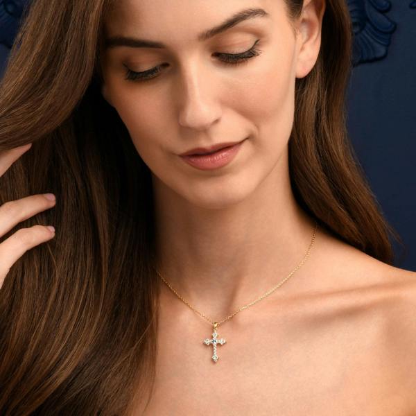 namana Gold Plated Sterling Silver Gothic Cross Pendant Necklace For Women