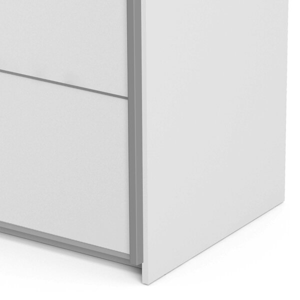 Wyld Haus Bordeaux Wide White Double Sliding Door Wardrobe 5 Shelves 180cm