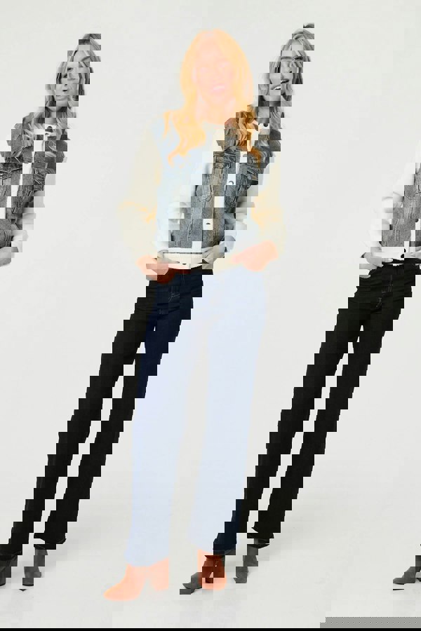 Black | Denim Contrast Texture Boxy Jacket
