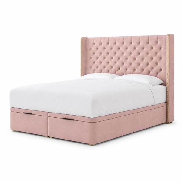 Great British Beds Barcelona Divan Ottoman Bed - Pink Plush
