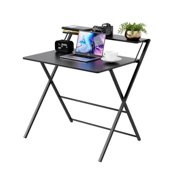 DMD Collective FlexiDesk Folding Desk with 2-Tier Shelf