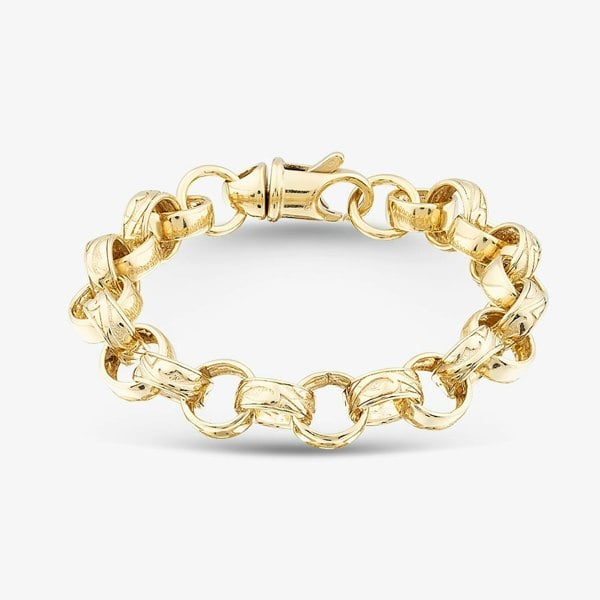 T. H. Baker Sterling Silver Gold Tone Patterned Belcher Chain Bracelet S1076Y-09