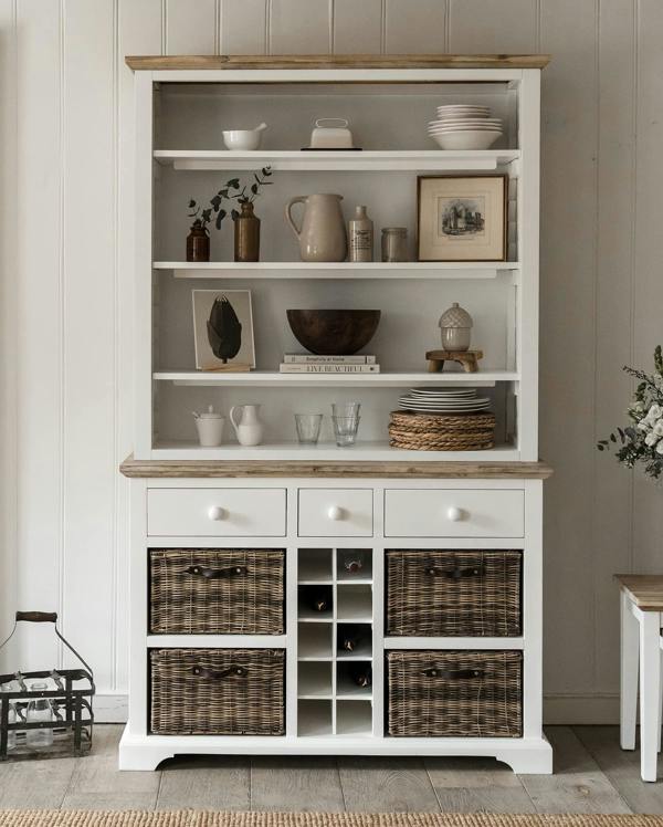 Florence Display Cabinet With Shelves, Wine Rack and Storage Baskets