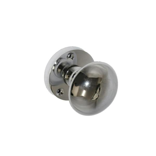 EDH Door Hardware Polished Chrome Round Door Knob Set Including Tubular Latch - Victorian Style