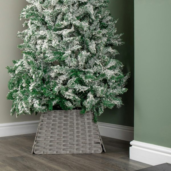 Samuel Alexander 47cm x 46cm Samuel Alexander Foldable Rattan Christmas Tree Skirt in Grey