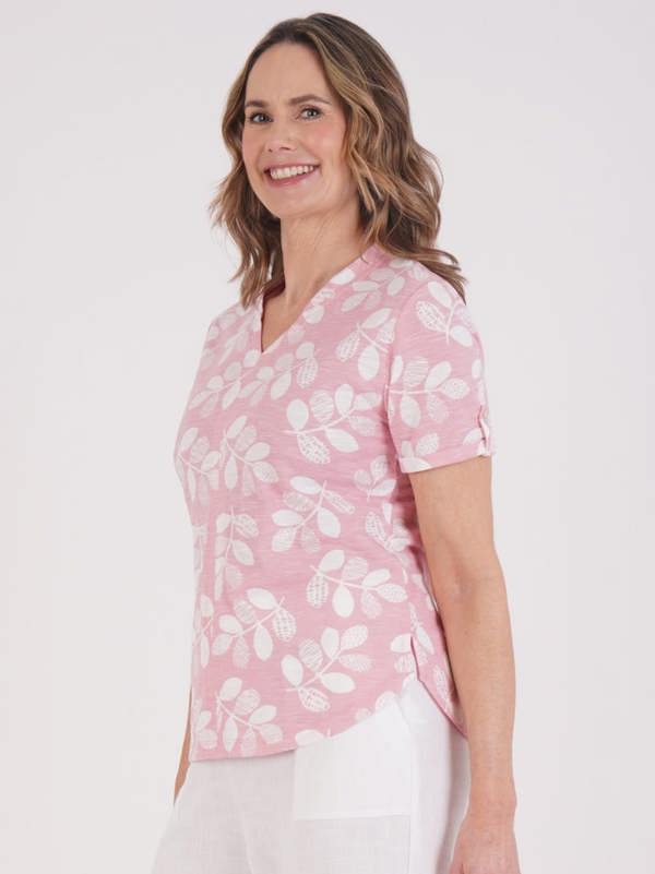 TIGI Pomegranate Mod Leaf Notch Neck Top