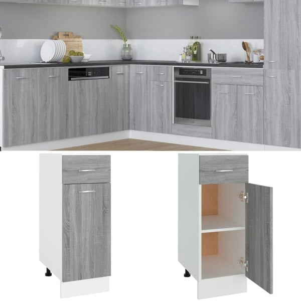 Berkfield Drawer Bottom Cabinet Grey Sonoma 30x46x81.5 cm Engineered Wood