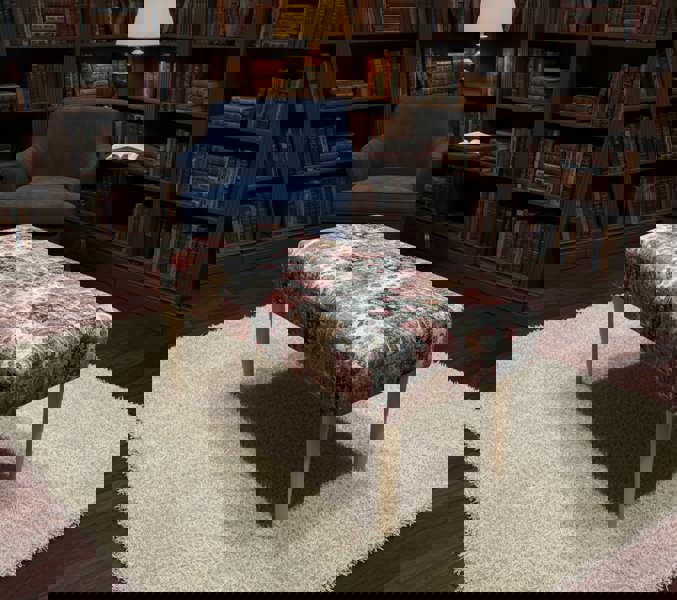 ISTOOLS Premium Printed Pattern Fabric Footstool Ottoman – Multi-Functional Pouffe Footrest & Table