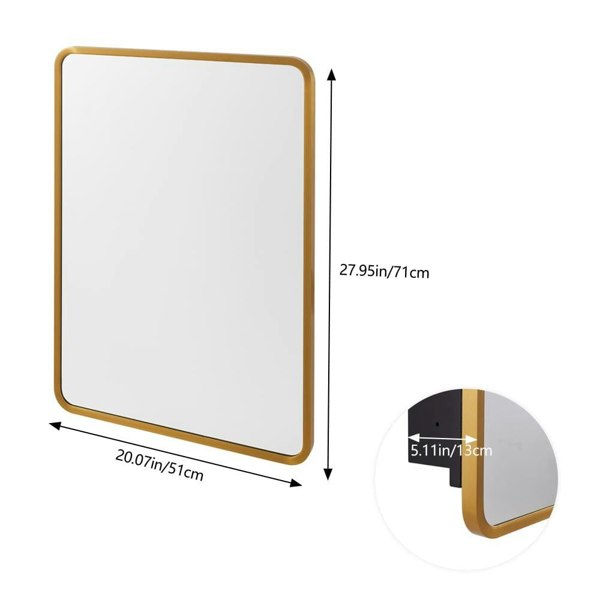 Surface Mount Rectangular Bathroom Storage Mirror Cabinet with Round Corner, DM0921 Living and Home