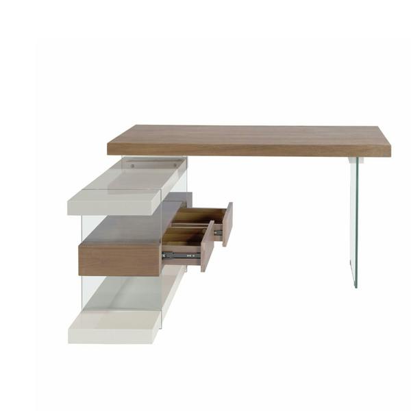 Angel Cerdá Tempered glass desk with wooden top 3002/3003