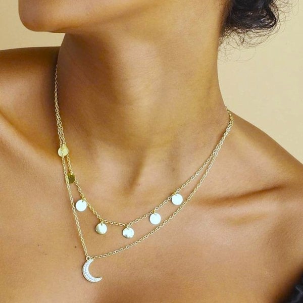 Star Gaze Double Layer Necklace Gold - Lila Rasa