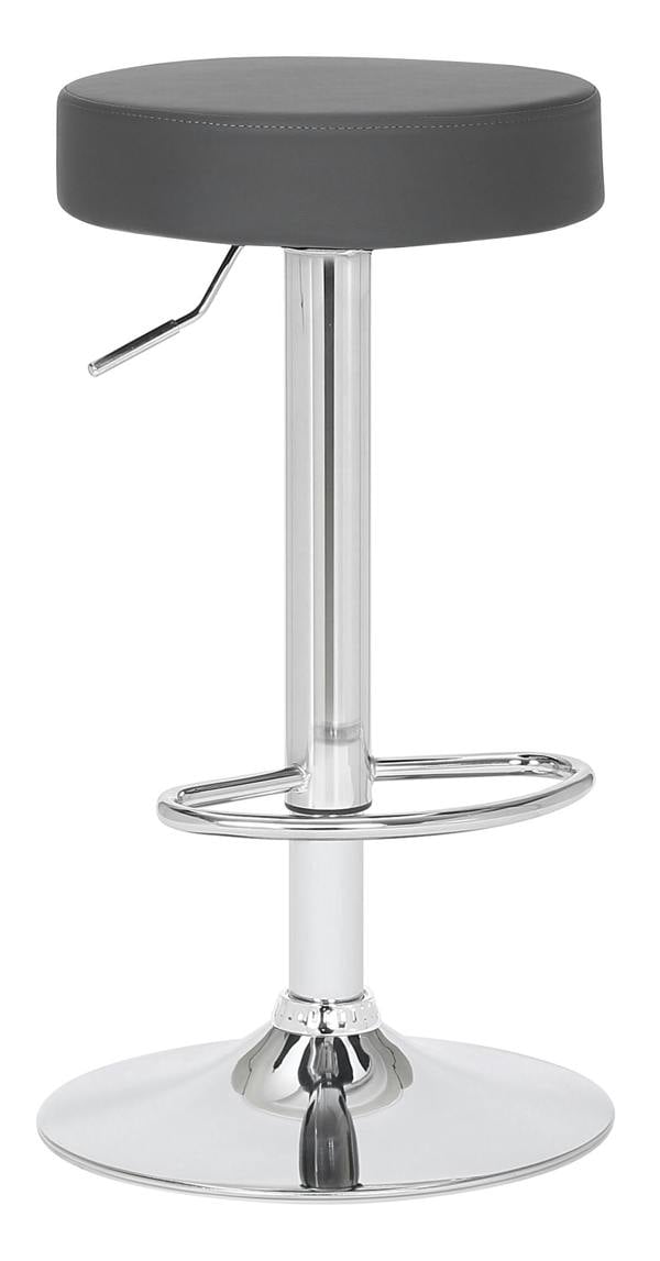Lamboro Semplice Breakfast Bar Stool, Chrome Footrest, Height Adjustable Swivel Gas Lift, Home Bar & Kitchen Barstool, Charcoal Grey