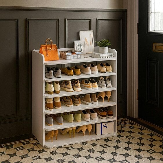 Neo White 6 Tier Wooden Shoe Rack