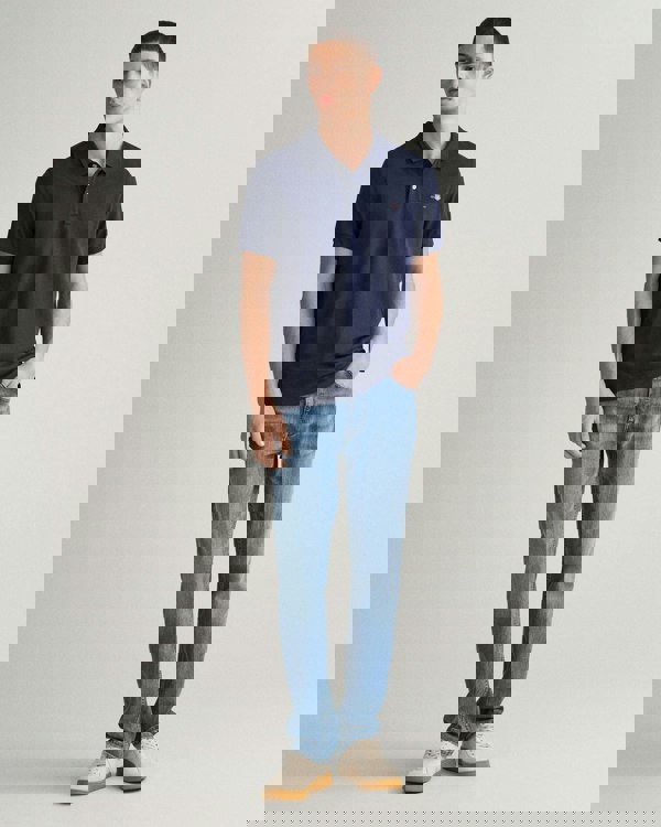 GANT Mens Regular Fit Short Sleeve Shield Logo Pique Polo NOS - 433 Evening Blue