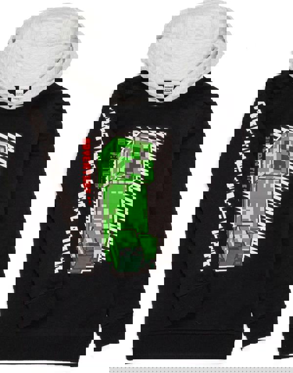 Minecraft Boys Black Creeper Placement Print Hoodie