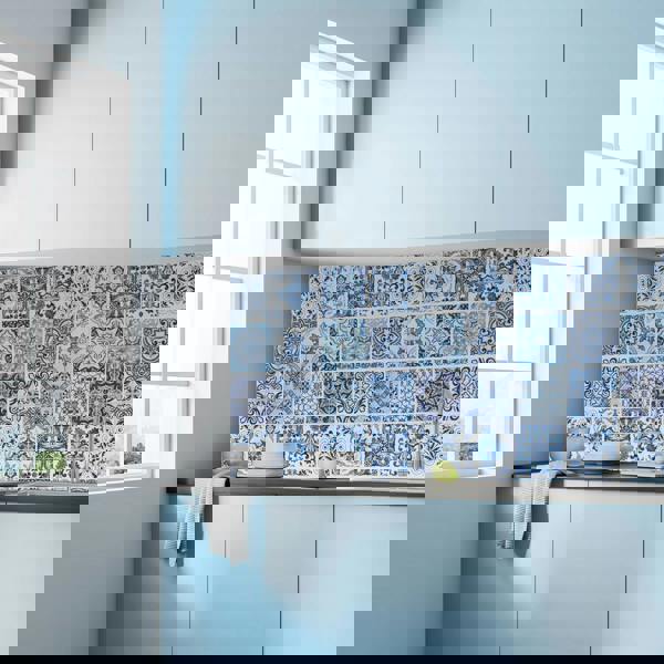 WT1587 - Blue Turkish Mediterranean Wall Tiles Sticker Set - 15 x 15 cm (6 x 6 in) - 24 pcs